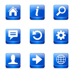 Web Internet Square Vector Blue Icon Design Set
