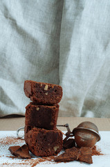 Homemade chocolate brownie with nuts