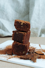 Homemade chocolate brownie with nuts