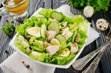 Vegetable salad with cod liver