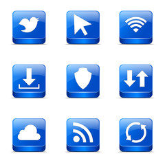 Web Internet Social Square Vector Blue Icon Design Set