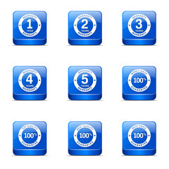 Warranty Guarantee Seal Square Vector Blue Icon Design Set