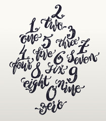 Alphabet numbers, hand-drawn doodle sketch. Vector Eps10 illustr