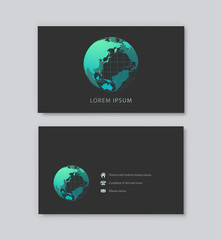 Modern business card template. Earth logo template.