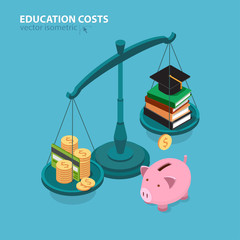 Education costs concept. College education pricing and cost analyzing.