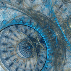 Blue mechanical abstract circle fractal background