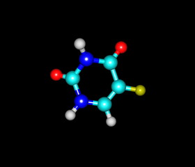 Fluorouracil molecule isolated on black