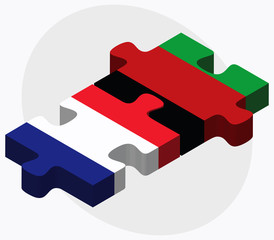 France and Afghanistan Flags in puzzle