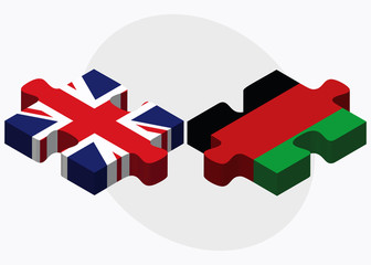 United Kingdom and Afghanistan Flags in puzzle