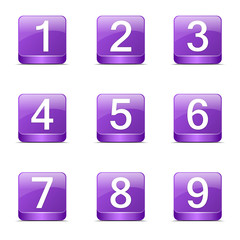 Numbers Counting Square Vector Violet Icon Design Set