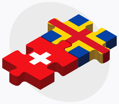 Switzerland and Aaland Islands Flags