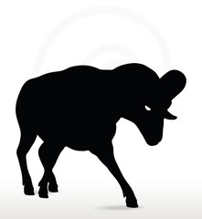 big horn sheep  silhouette in down the hill pose