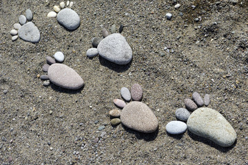 foot prints of stones on beach Lesvos