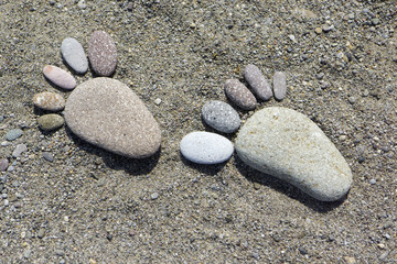 foot prints of stones on beach Lesvos