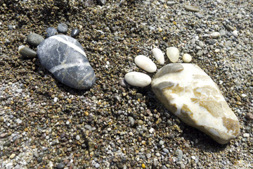 foot prints of stones on beach Lesvos