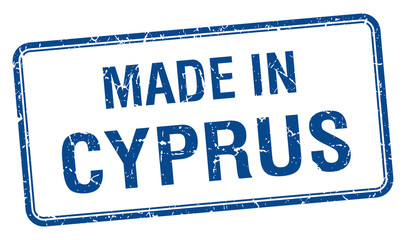 made in Cyprus blue square isolated stamp