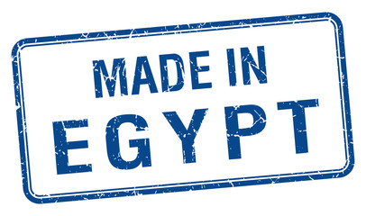 made in Egypt blue square isolated stamp