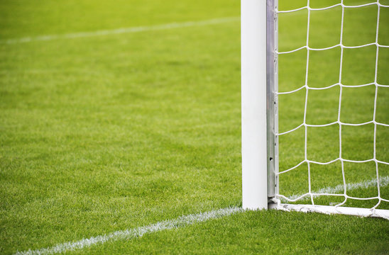 Tor, Fussballtor, Fu&szlig;ballplatz - Naturrasen in einem Stadion