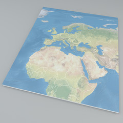 Cartina Europa e Africa, sezione terreno 3d