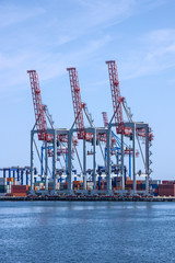Port cranes in sea port, Odessa, Ukraine