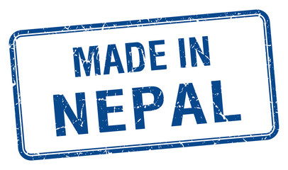 made in Nepal blue square isolated stamp