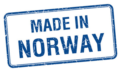 made in Norway blue square isolated stamp
