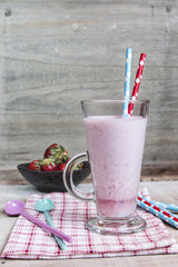 Strawberry smoothie in a glass