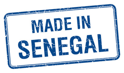 made in Senegal blue square isolated stamp