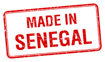 made in Senegal red square isolated stamp
