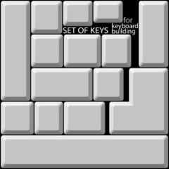 A set of keys for graphical keyboard building. Vector graphic on separated background.