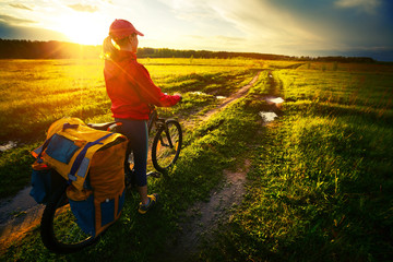 Woman riding the bicycle
