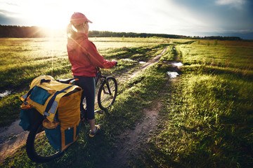 Woman riding the bicycle