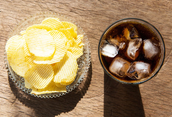 potato chip and cola sparking water