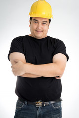 Portrait of asian worker with safety helmet