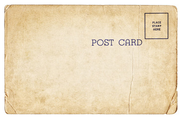 Blank old vintage postcard isolated