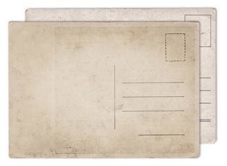 Two blank old vintage postcard isolated