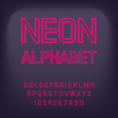 Neon font. Vector illustration.