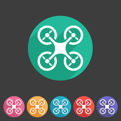 Quadrocopter flat icon sign symbol logo label set