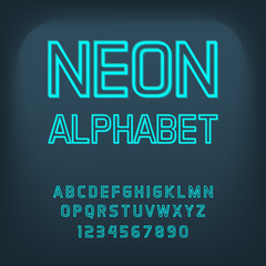 Neon font. Vector illustration.