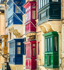 street with balconies in Valletta