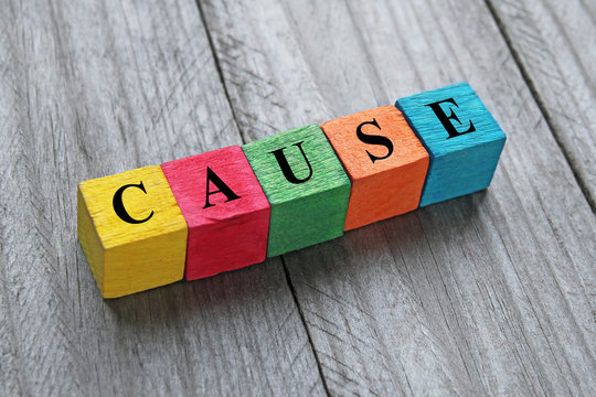 Word Cause On Colorful Wooden Cubes