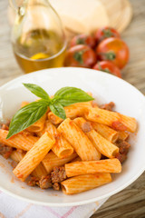Tomato pasta with beef meat, Italian Cuisine 