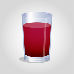 Glass full of red liquid,  juice,  wine