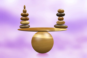 With stones equilibrium through balance