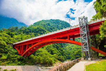 Red bridge in Taroko National Park Taiwan