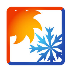 Sun and snowflake for air conditioner