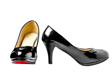 Women's patent leather shoes isolated