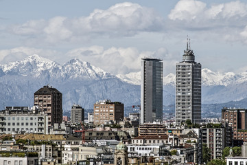 Milan and Alps view from the top of Duomo