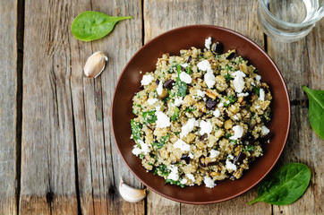 quinoa spinach eggplant feta salad