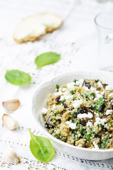quinoa spinach eggplant feta salad
